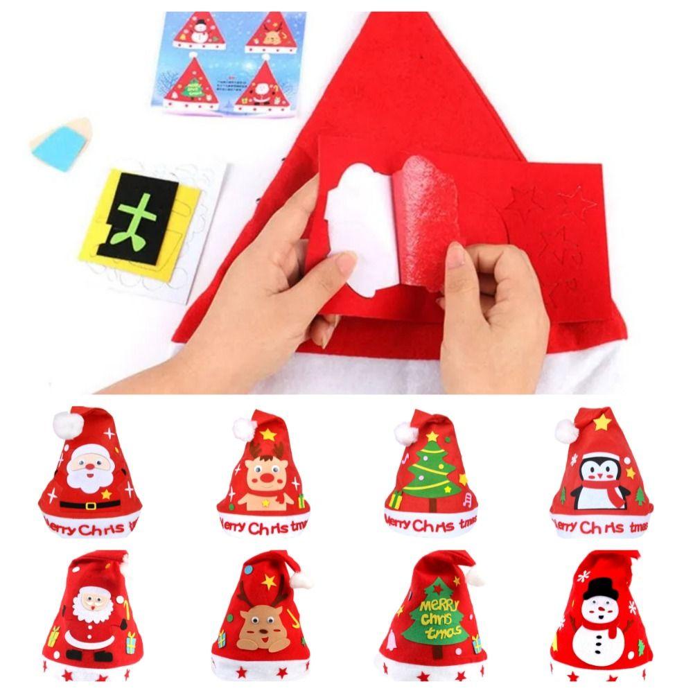 Mũ Giáng Sinh Bằng Vải Không Dệt Tự Làm Hình Tuần Lộc kringle Ông Già Noel montessori snowman Cho Trẻ Em