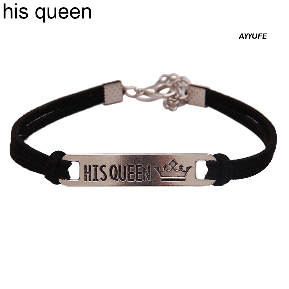 Vòng Tay Cặp Đôi In Chữ his queen / her king Thời Trang