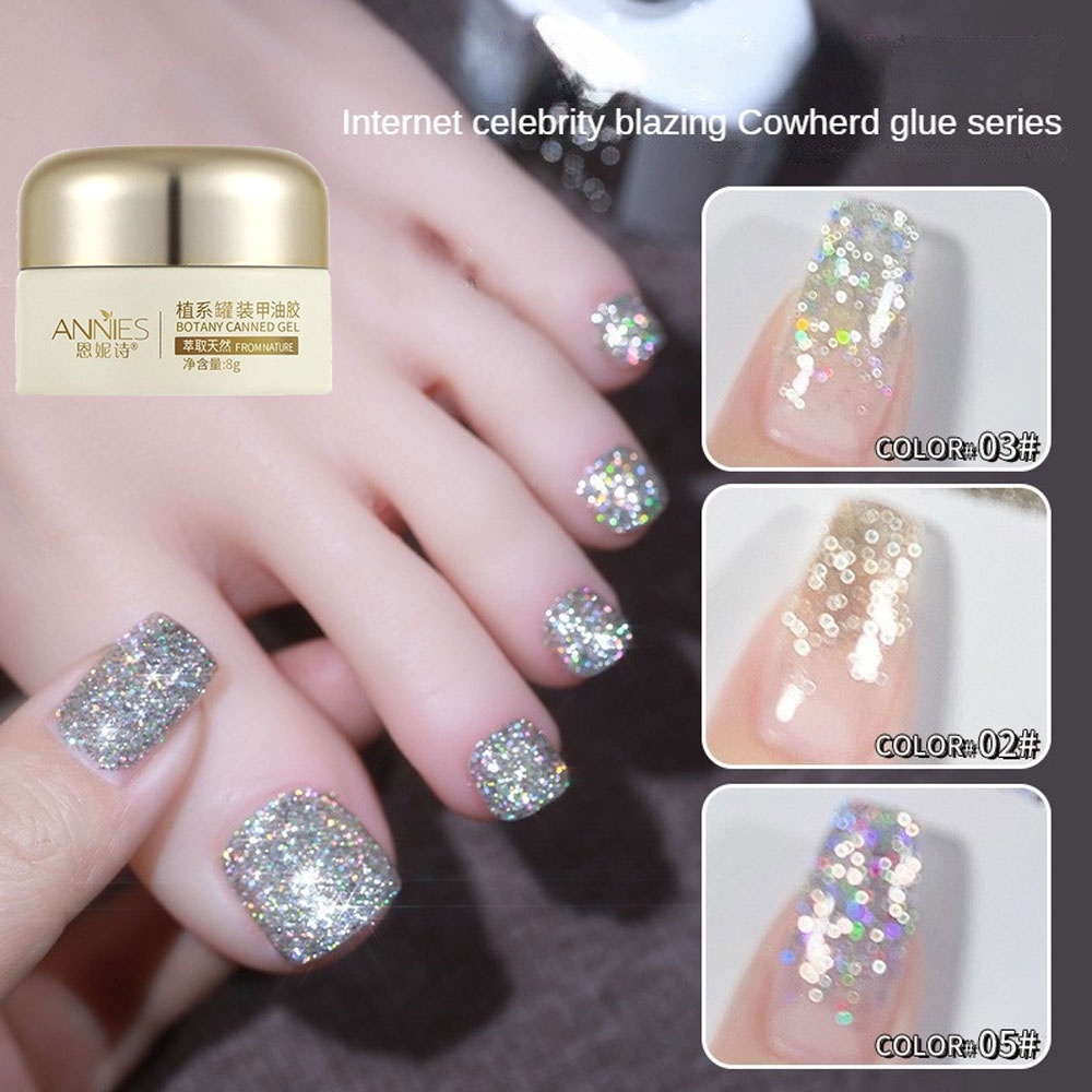 ANNIES Gel Sơn Móng Tay Sequin Gel Móng Tay Sáng Bóng Móng Tay Nghệ Thuật 6 Màu Sơn Móng Tay Dầu Keo Kim Cương Móng Tay   Kế Làm Đẹp Sơn Móng Tay Gel Móng Tay 1 Cái * KÍNH