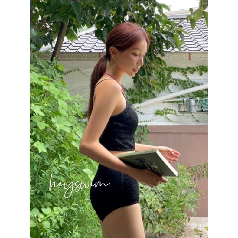 New 23 new ins style new contrast color sling simple high waist two-piece swimsuit women's holiday hot spring bikini swimsuit JVGI