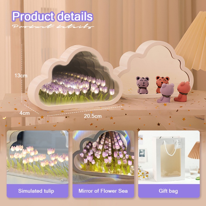 Đèn Ngủ Hình Đám Mây Có Gương Soi Để Bàn Trang Trí Tiệc Sinh Nhật diy
