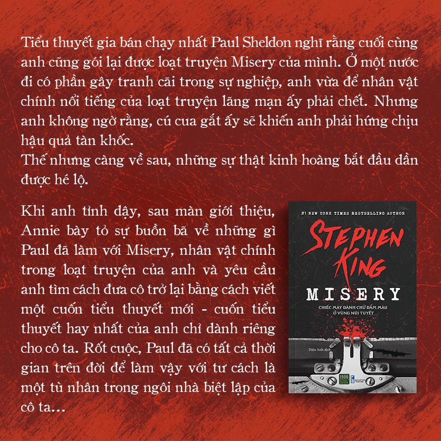Sách - Misery - Chiếc máy đánh chữ đẫm máu ở vùng núi tuyết - Stephen King