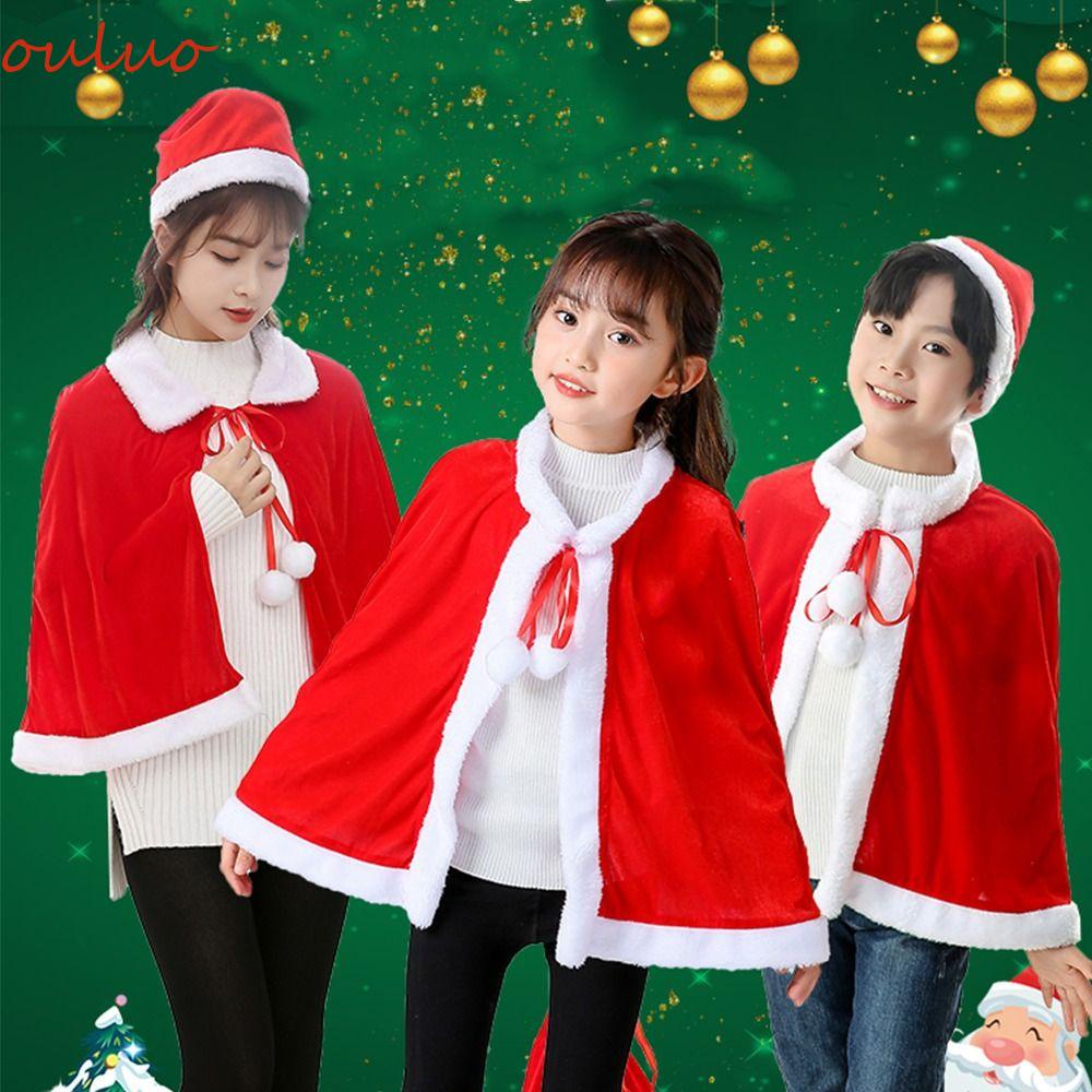 Ouluo Áo Choàng Đỏ Bằng polyester Hóa Trang Giáng Sinh Ấm Áp Mùa Thu Đông Cho Nữ