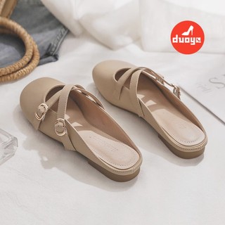 Duoya dép bít mũi không gót thời trang cho nữ