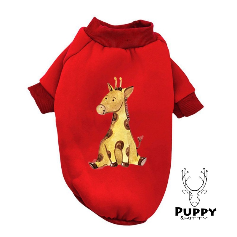 Áo sweater Vải Nhung Hình Hươu Cao Cổ Thời Trang Thu Đông Cho Thú Cưng