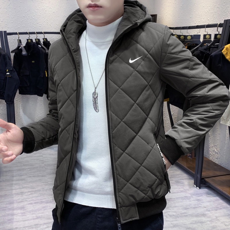 Áo Khoác nike Có Mũ Trùm Đầu Chất Liệu cotton Dày Dặn Họa Tiết Thêu Kim Cương Cho Nam