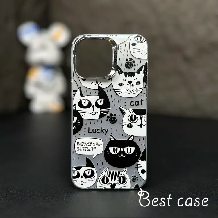 Ốp Điện Thoại Cứng In Hình Mèo Hoạt Hình Cho iphone 15 14 13 12 11 pro max