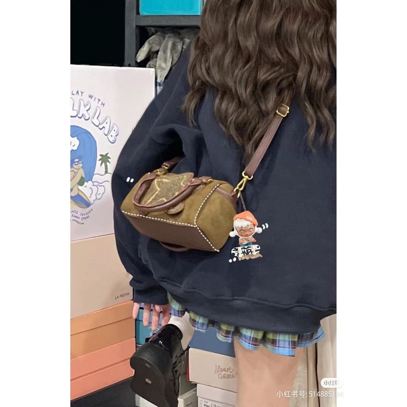 Túi Đeo Chéo Da Lộn Hình Vuông Cỡ Nhỏ Phong Cách retro Dễ Thương Cho Nữ