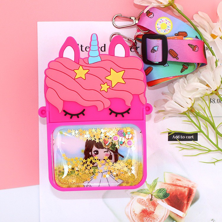 Túi xách silicon pop it kim sa hình pony kỳ lân đeo chéo thời trang đựng bao bì lì xì, mỹ phẩm