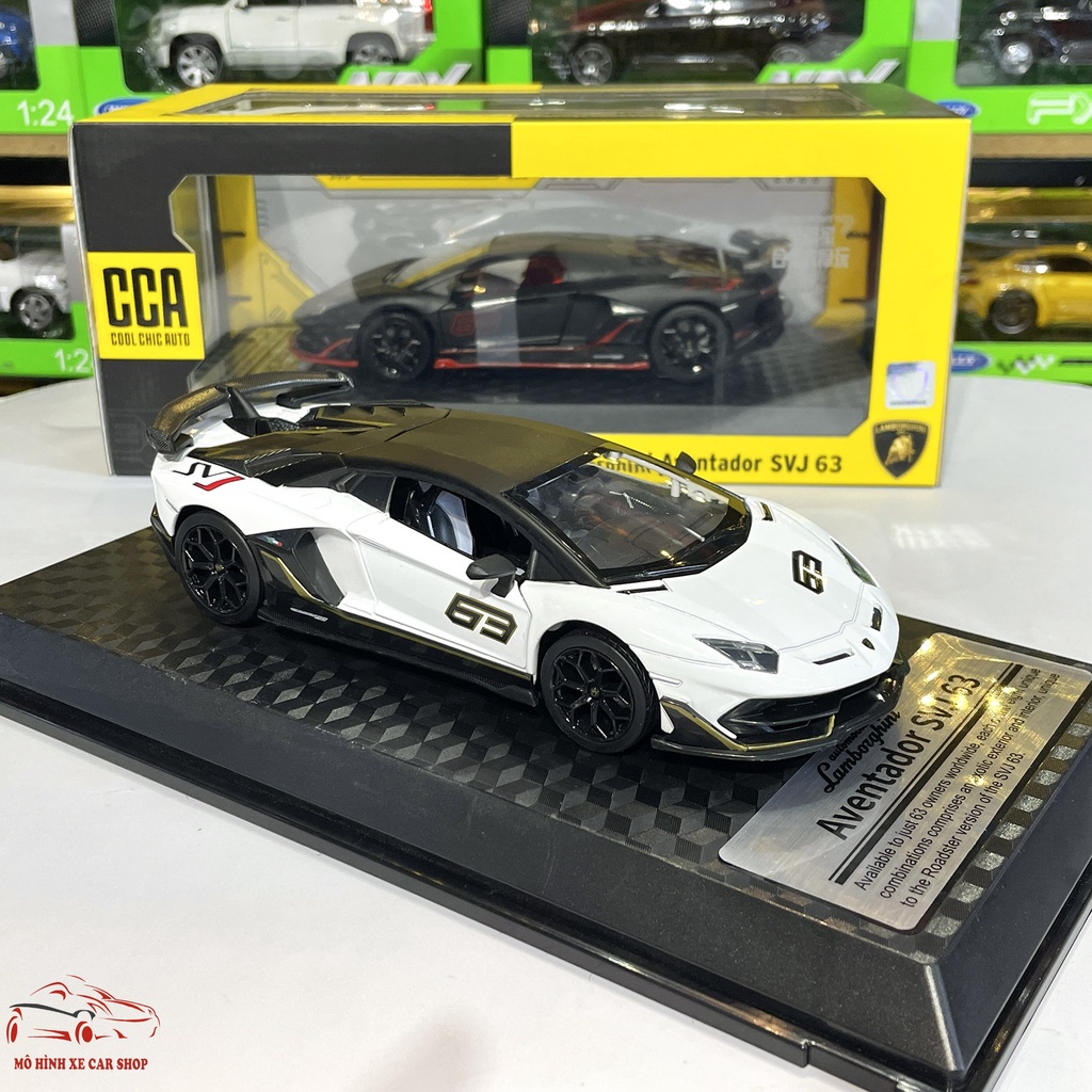 Mô hình xe ô tô hợp kim Lamborghini Aventador SVJ63 tỉ lệ 1:24 hãng MSZ 2 màu