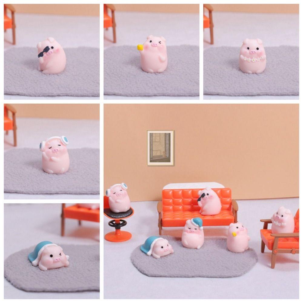 Mmluck Tượng Heo Hoạt Hình mini Bằng resin resin Trang Trí Xe Hơi diy
