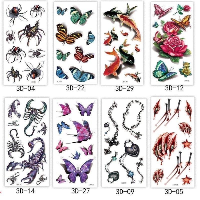 Hình Xăm Dán Chống Thấm Nước Hình Bướm Và Hoa Xinh Xắn