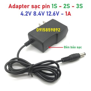 Adapter sạc pin 1s 2s 3s có đèn báo sạc - bộ sạc pin 4.2v 8.4v 12.6v 1a