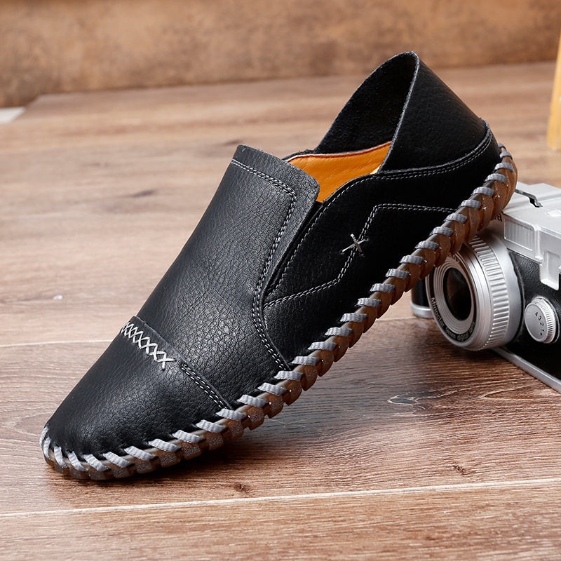 Thời Trang Giày Lười Da Thật Thoáng Khí Cho Nam