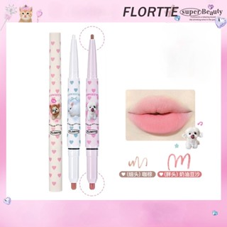 FLORTTE  Son Môi Kiêm Bút Kẻ Viền Môi Hai Đầu Màu Lì nude Tự Nhiên