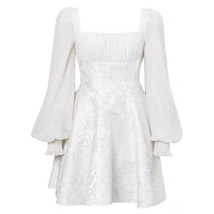 Đầm Cổ Vuông Tay Dài Phong Cách Pháp Thời Trang Xuân Thu 2023 Mới Cho Nữ