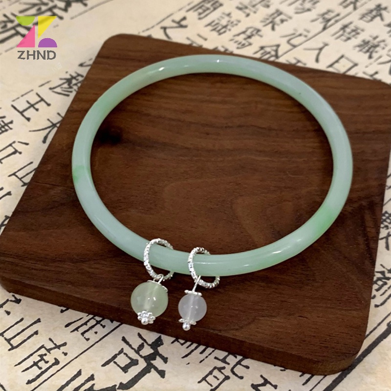 Zhuzhengde Vòng Tay Hở Hai Đầu Màu Xanh Lá Cây Phong Cách vintage Thời Trang Có Thể Điều Chỉnh Kích Thước Dành Cho Nữ