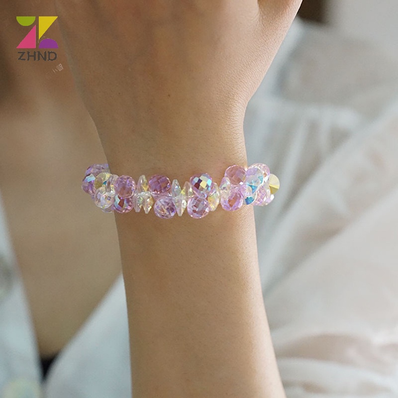 Zhuzhengde Vòng Tay Chuỗi Hạt Đá Pha Lê Nhân Tạo Lấp Lánh Thời Trang Cho Nữ