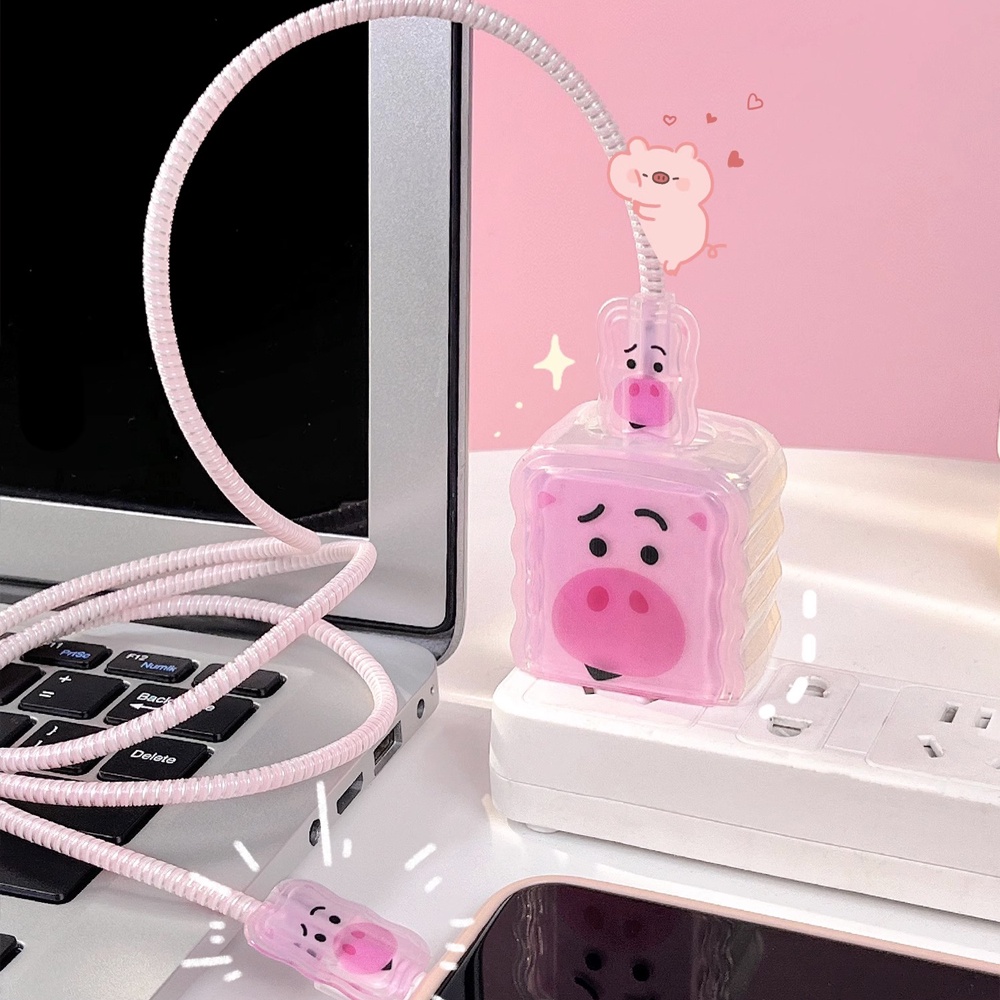 Dễ Thương Vỏ Bảo Vệ Hộp Sạc Nhanh Bằng Silicon Họa Tiết Hoạt Hình Gấu Dâu Tây Đáng Yêu Cho iphone 11 12 13 14 18w-20w