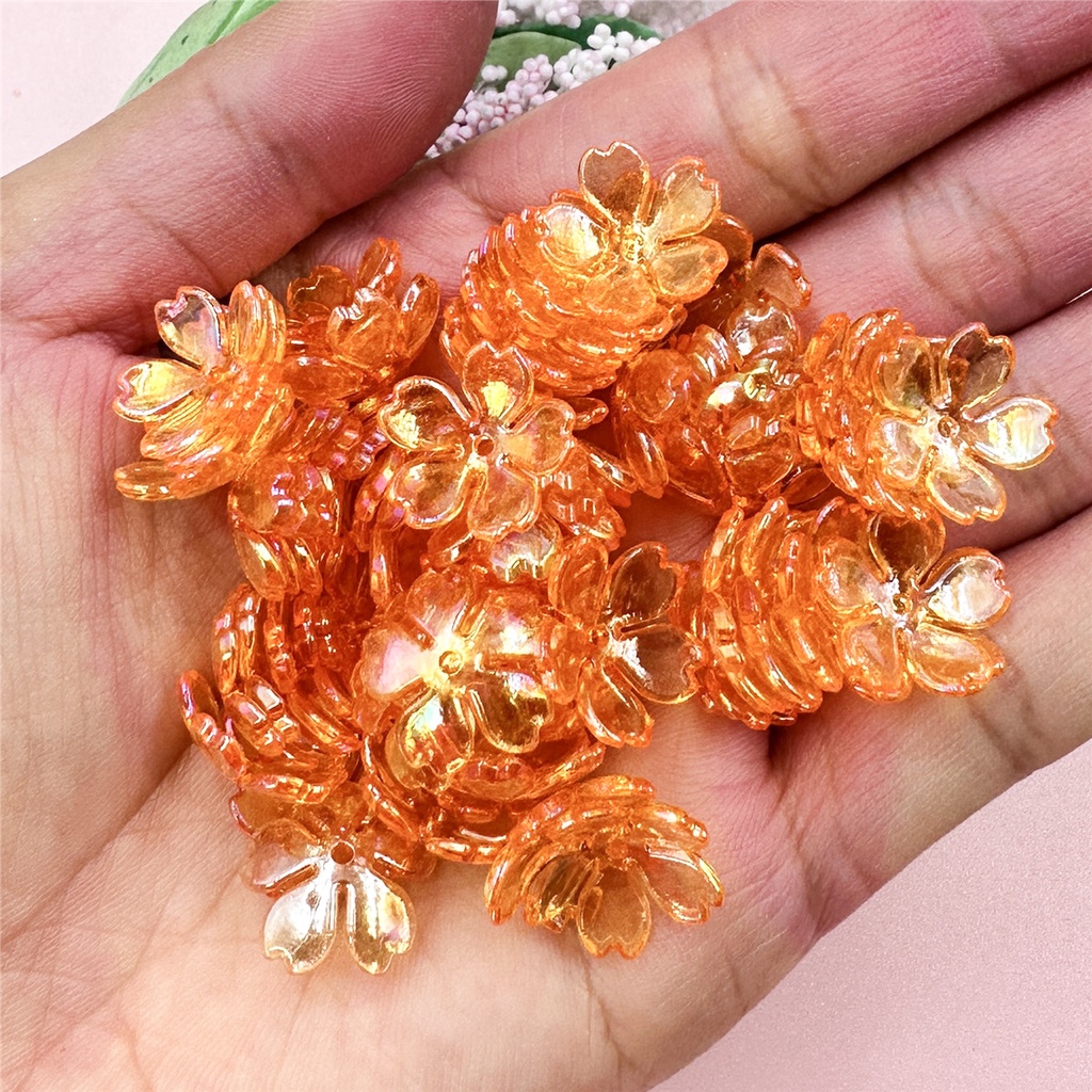 Set 100 Hạt Xỏ Lỗ 14.7mm Bằng acrylic Dùng Để Làm Trang Sức Thời Trang