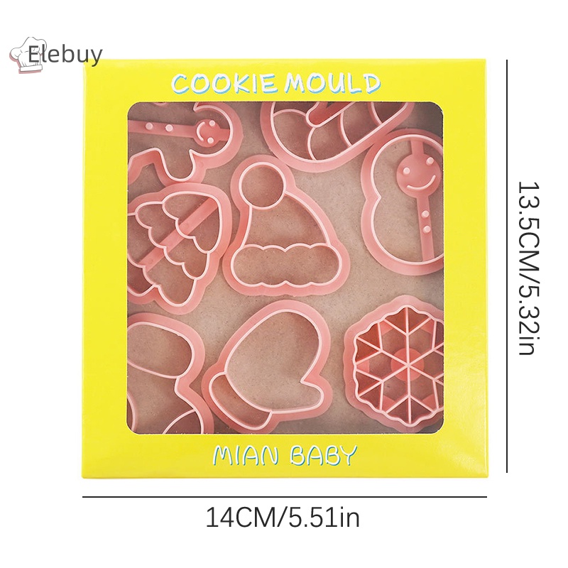 Bộ 8 khuôn cắt bánh quy ELEBUY hình cây thông Giáng sinh dễ thương