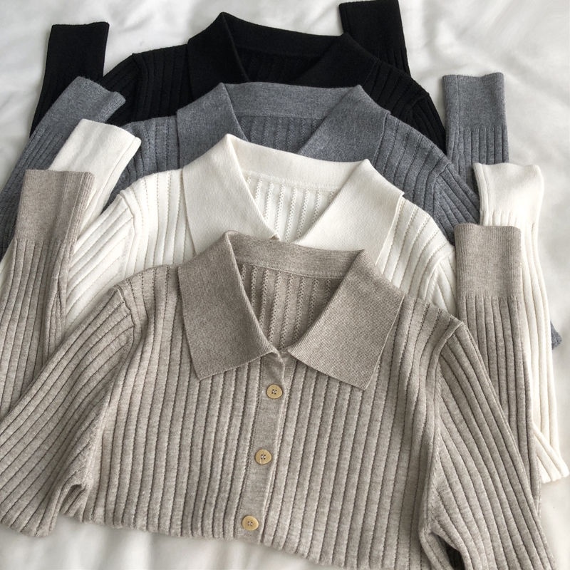 Áo cardigan Dệt Kim Màu Trơn Dáng Ôm Dài Một Hàng Nút Thời Trang Hàn Quốc Mới 2023