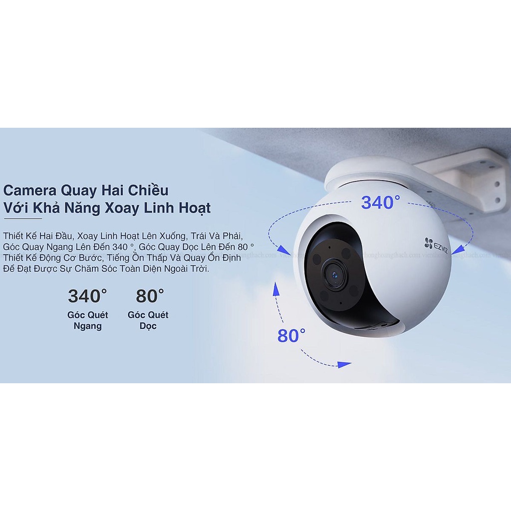 Camera Wifi EZVIZ H8 Pro 3K 5MP Siêu Nét - Xoay 360 Độ Ngoài Trời, Đàm thoại 2 Chiều - Hàng Chính Hãng