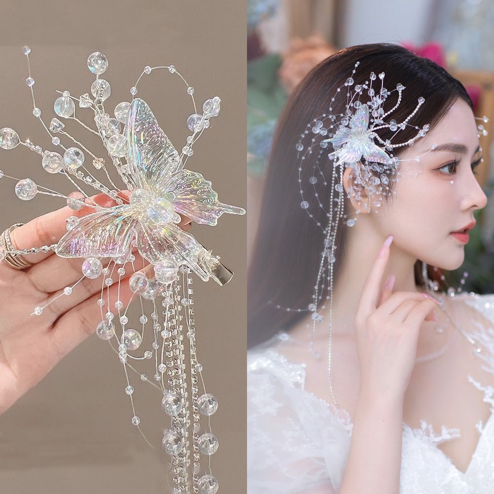 Kẹp Tóc Hình Bướm Đính Đá Pha Lê Sang Trọng Cho Cô Dâu