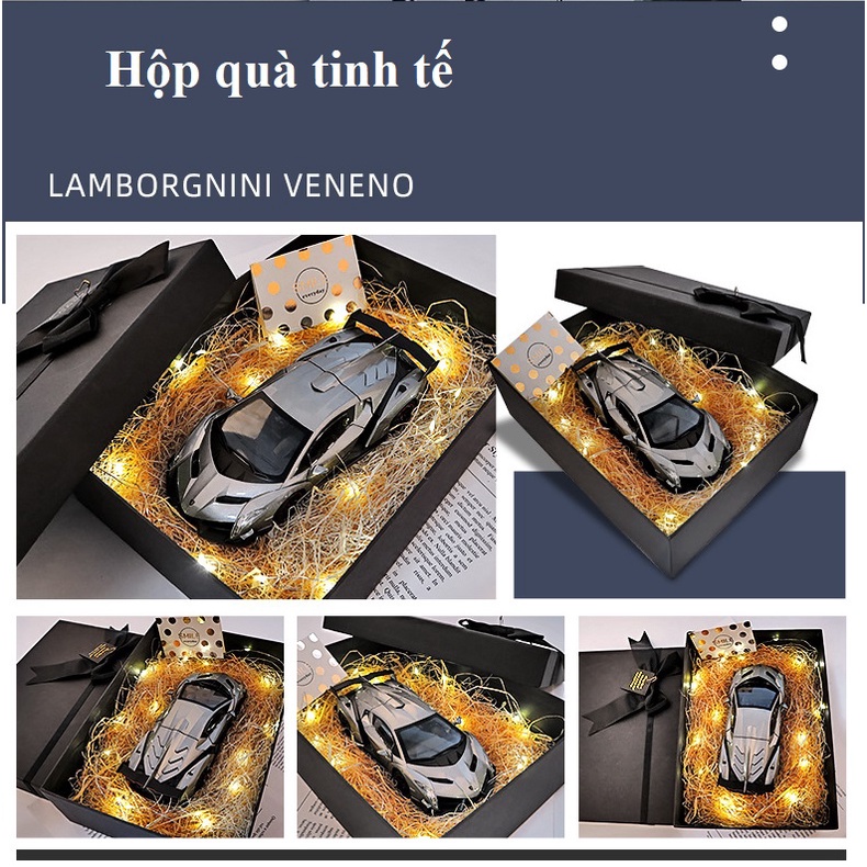 Mô hình 1:24  siêu xe ô tô, mô hình đồ chơi xe lamborghini kèm hôp quà cao cấp tặng oto