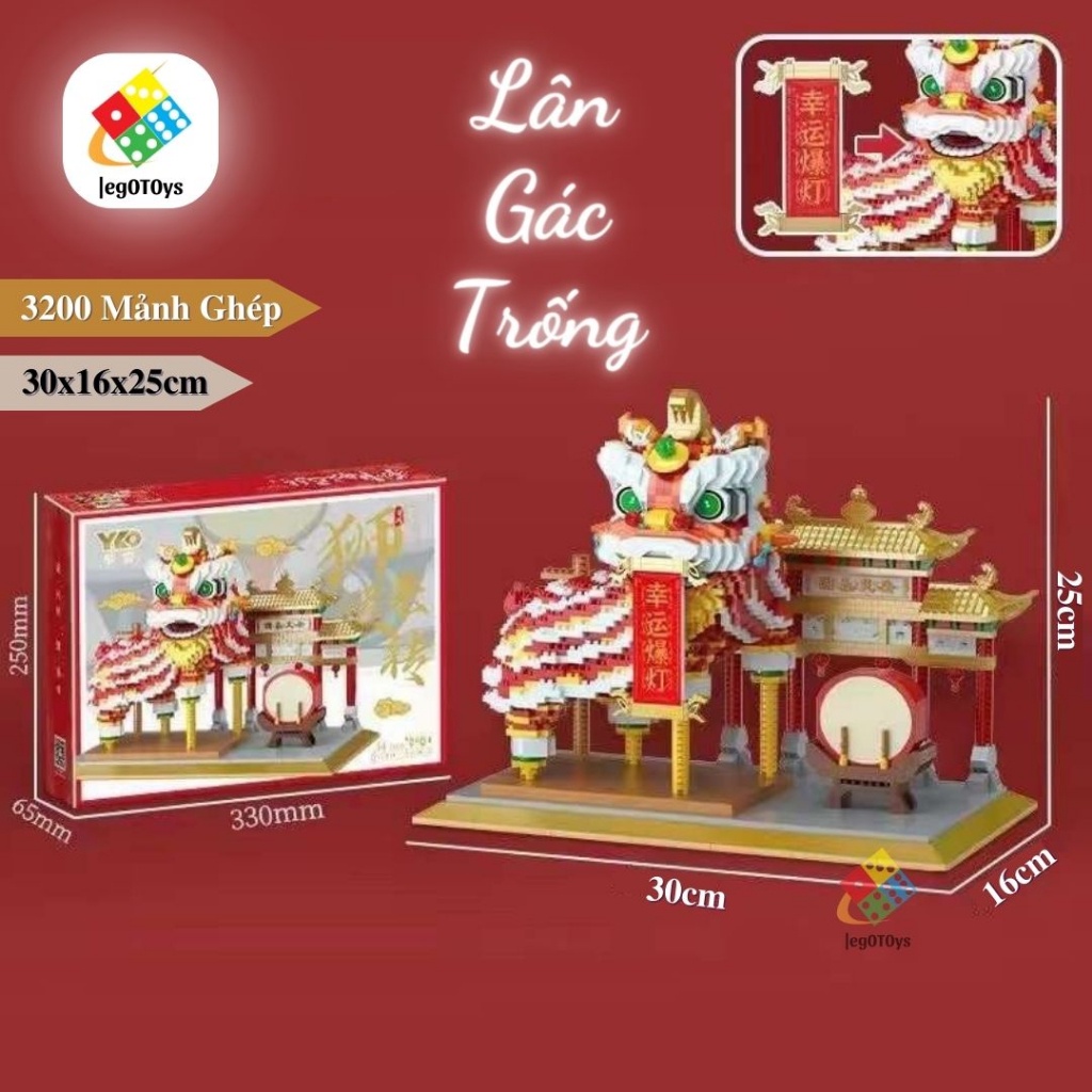 LEGO Lân Nhảy Múa - Bộ Đồ Chơi Lắp Ráp Sư Tử Kì Lân Nhảy Múa  Tặng Ô Tô