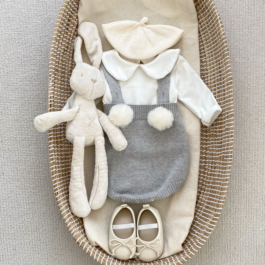 Onesie Áo Liền Quần Hai Dây Màu Trơn Thời Trang Dành Cho Bé Gái Sơ Sinh 0887