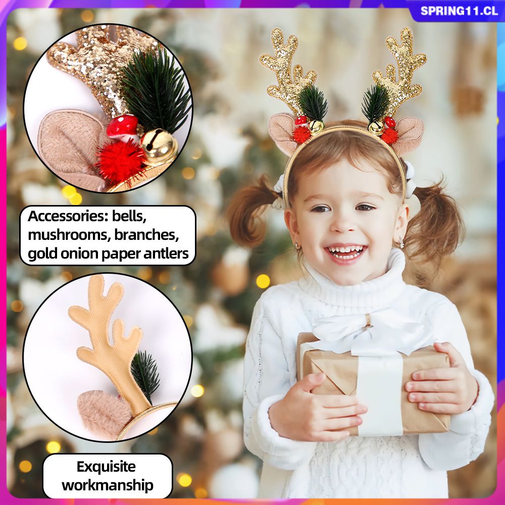 Băng Đô Giáng Sinh Hình Sừng Hươu Dễ Thương Có Chuông