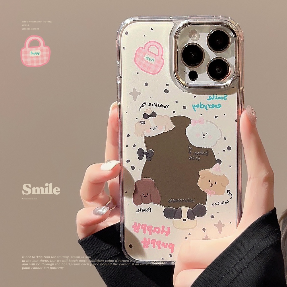 Ốp Điện Thoại tpu Silicon Mạ Điện Chống Rơi Hình Cún Cho iphone 11 12 13 14 15 pro max plus