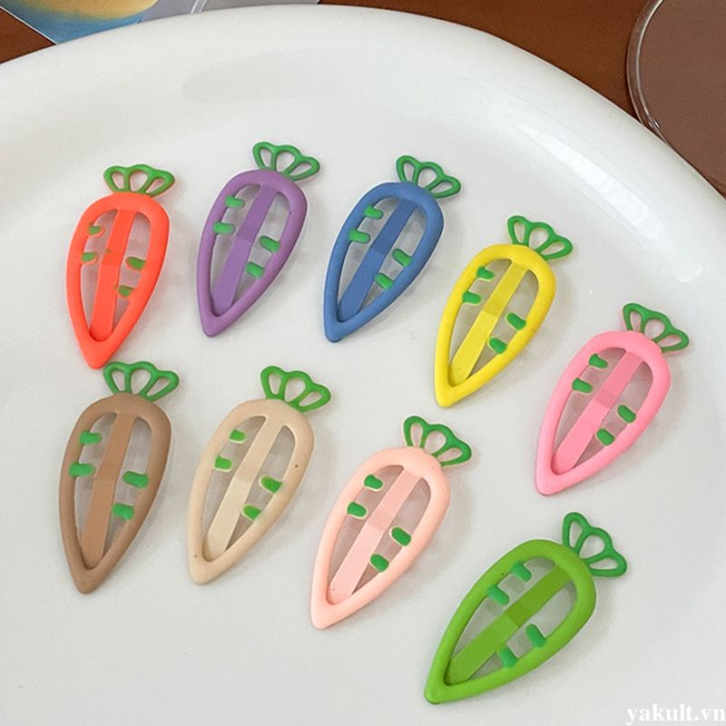 🎀 yakult 🎀Bộ 2 Kẹp Tóc Màu Kẹo Cà Rốt Dễ Thương Cho Bé Gái