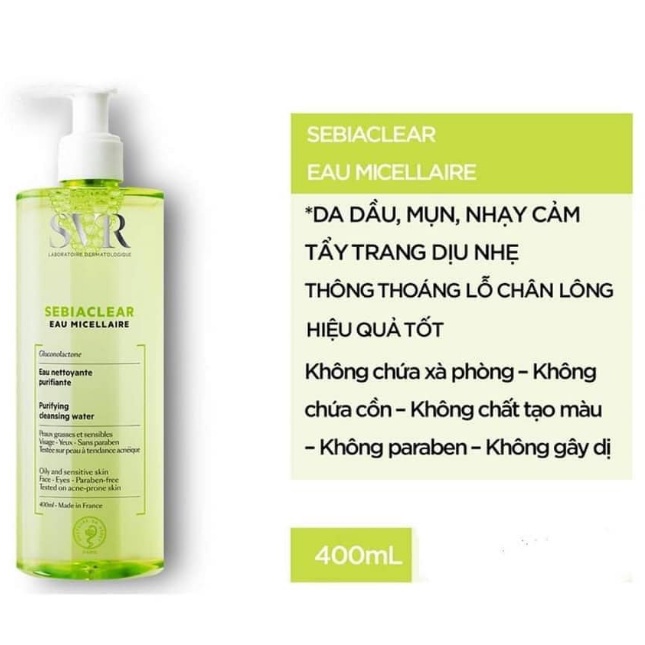 SVR Sữa Rửa Mặt SVR Sebiaclear Gel Moussant 400ml Gel Rửa Mặt SVR Cho Da Dầu và Da Nhạy Cảm