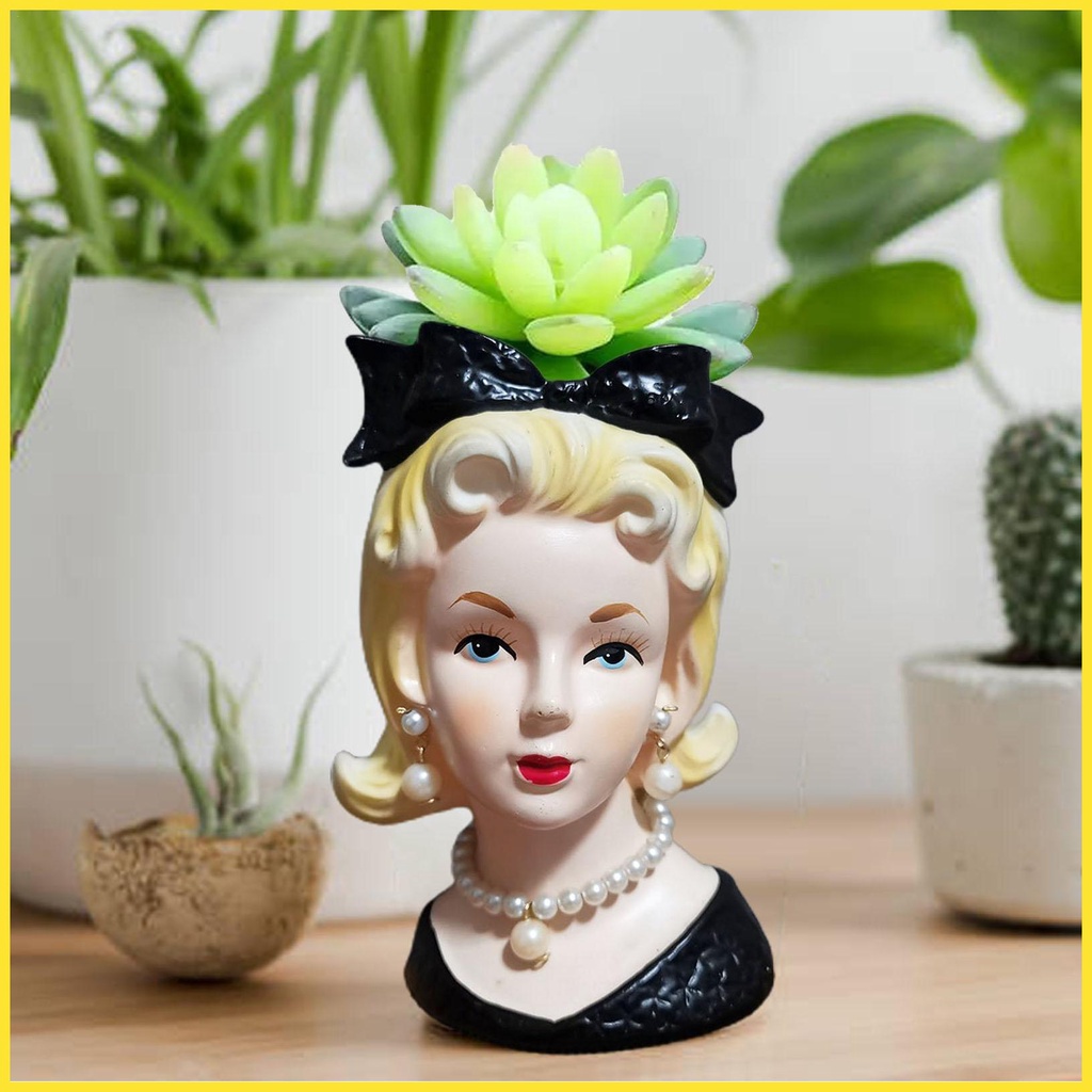 Lady faces Chậu Cây Hình Khuôn Mặt Cô Gái Mắt To Dễ Thương Vui Nhộn Kavn kiavn