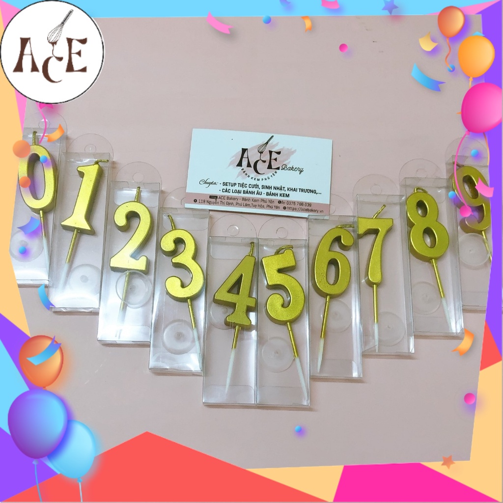 Nến số sinh nhật, nến tuổi sinh nhật 0-9 bằng sáp hộp trong suốt, trang trí bánh kem, bánh sinh nhật