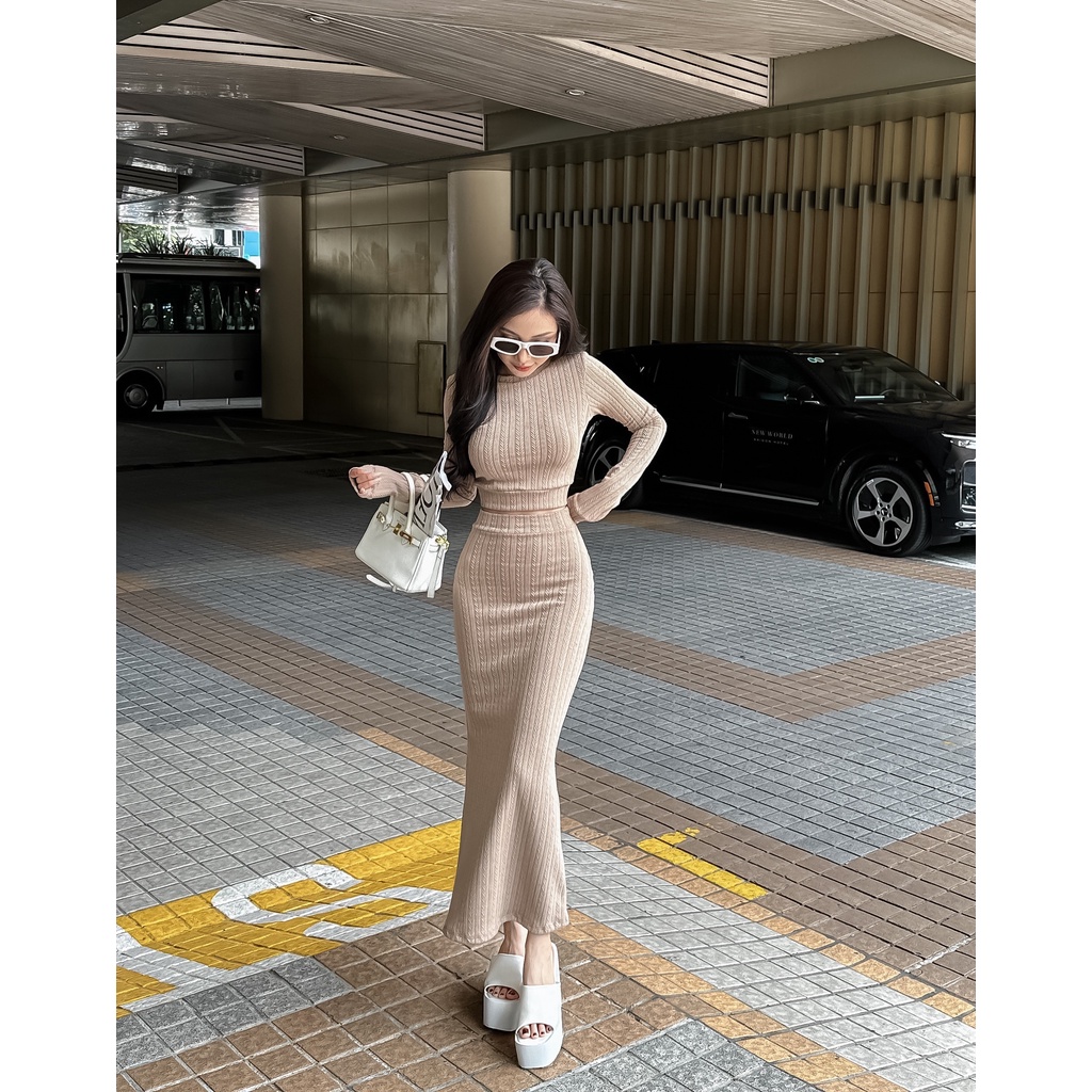 SÉT TIPBLU ÁO TAY DÀI + CHÂN VÁY - H05212