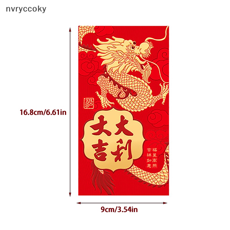 Set 6 Bao Lì Xì Hình Rồng Đỏ Năm Mới 2024 Phong Cách Trung Hoa