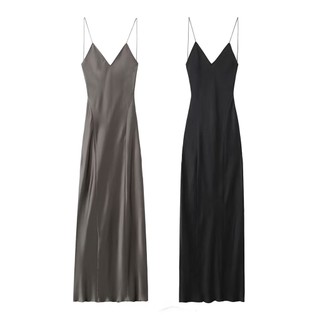 Qunz Thời Trang Váy Lụa satin Họa Tiết sexy 2213