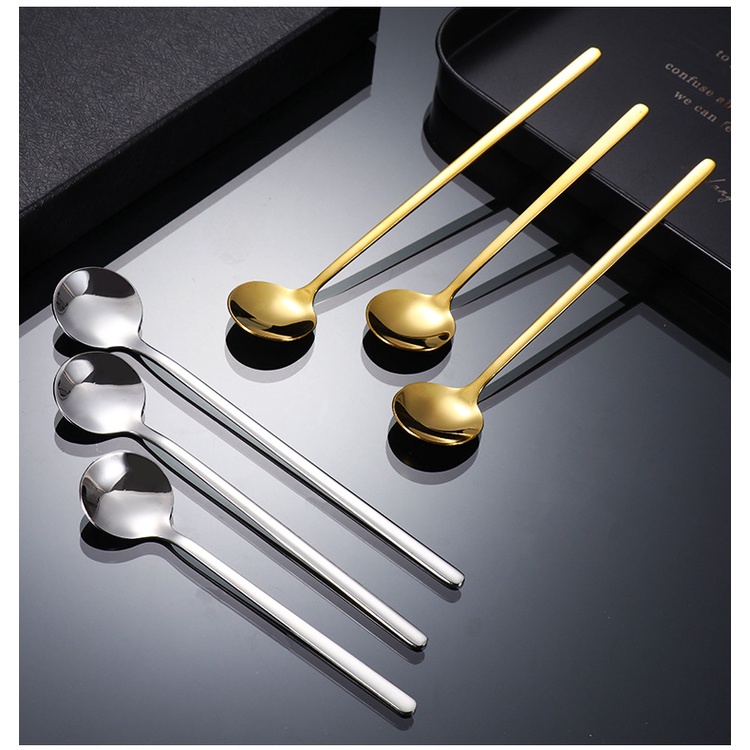Thìa inox tay cầm dài thìa cà phê chất lượng cao thìa khuấy gia đình