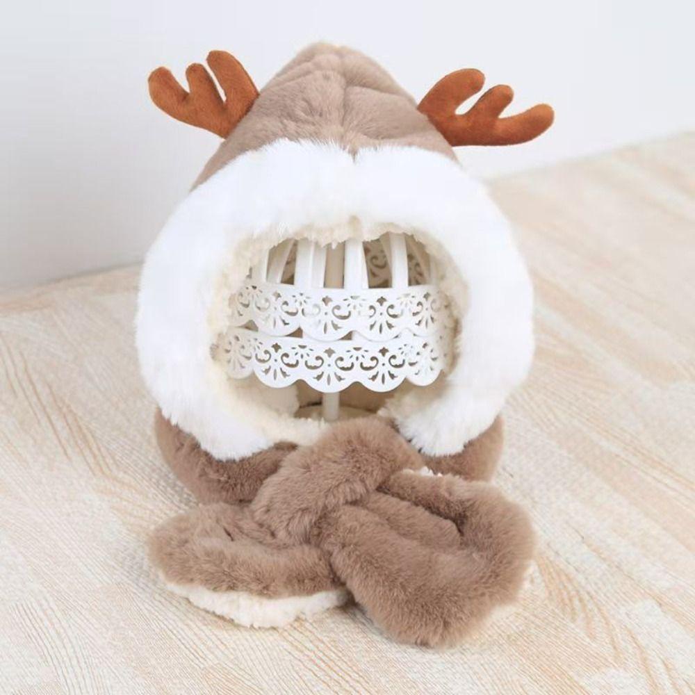 Shanhai set Mũ Trùm Đầu Và Khăn Choàng Cổ Bằng Vải Dệt Kim Màu Trơn Họa Tiết Hoạt Hình one piece Phong Cách Hàn Quốc Dành Cho Trẻ Em