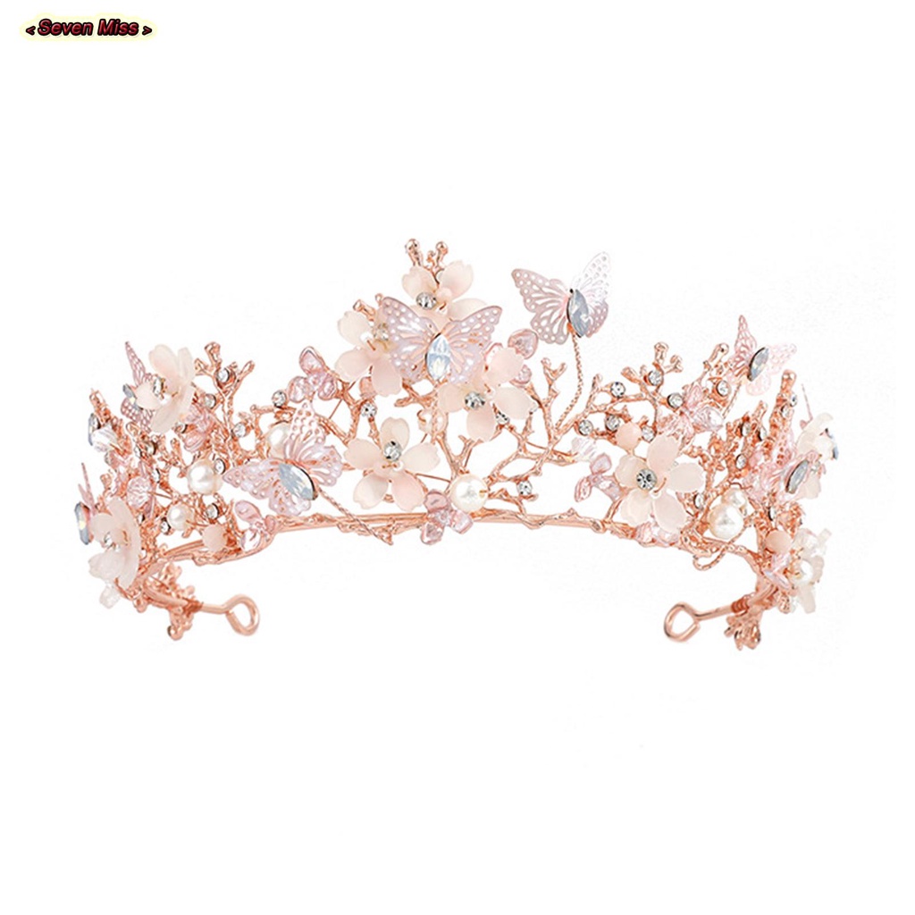 Vương Miện Cô Dâu Hình Bướm Vàng Lấp Lánh