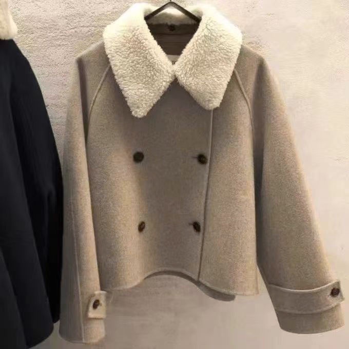 Áo Khoác Len Ngắn Hai Hàng Nút Cài Phong Cách dongdaemun Thời Trang Thu Đông Hàn Quốc Hàng Mới 2022