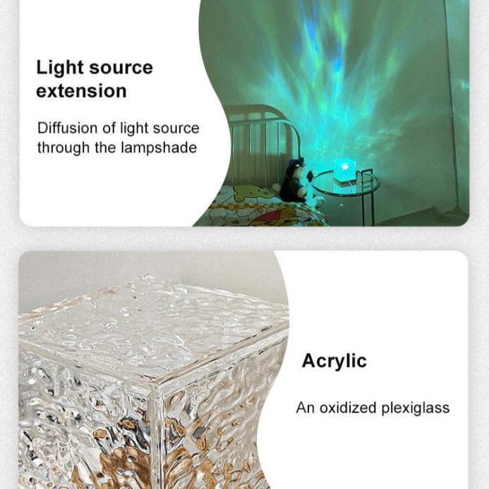 Đèn led Hình Vuông Dạng Gợn Sóng Nước Sáng Tạo Lãng Mạn Trang Trí Phòng Chơi Game