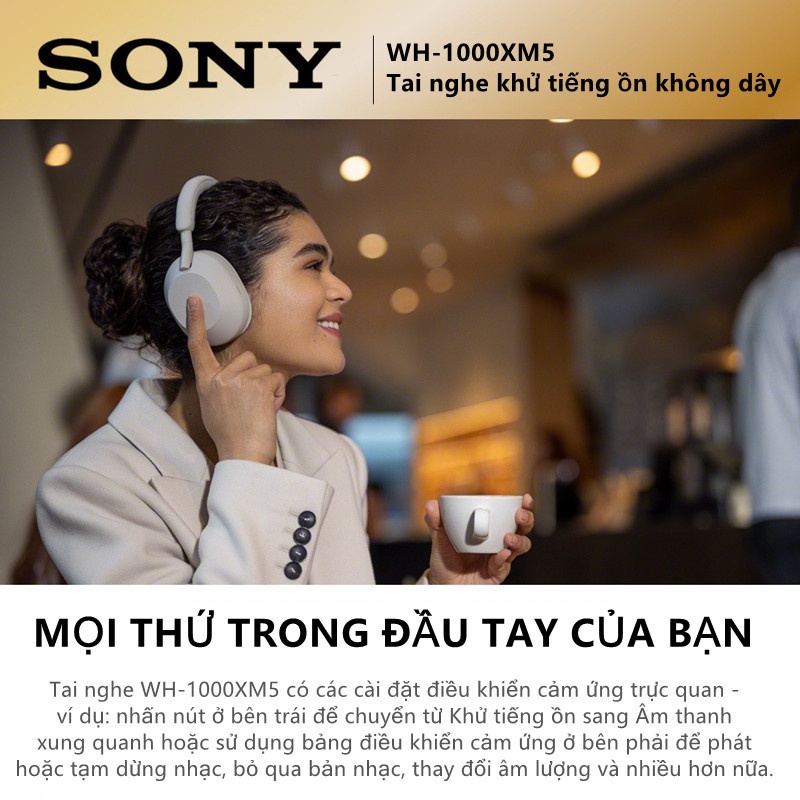 Tai Nghe Sony WH-1000XM5 Bluetooth Không Dây Có Công Nghệ Chống ồn Và Micrô Tích Hợp - Bảo Hành 3 Tháng