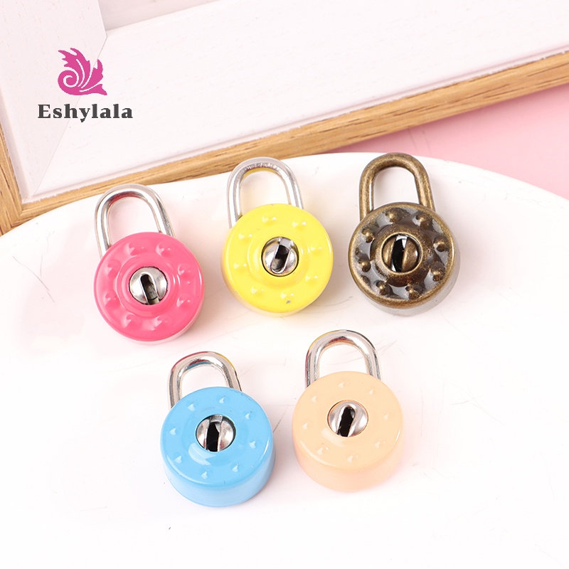 Eshylala 1 Set Ổ Khóa Hành Lý Hình Tròn mini Kèm Chìa Khóa Tiện Dụng