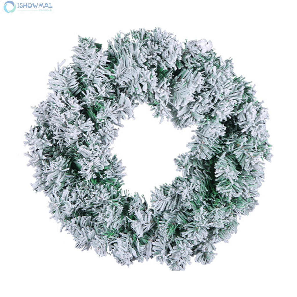 [ISHOWMAL-VN]Handcrafted Christmas Pine Needle Wreath with Snowflake Embellishments-New In 11-