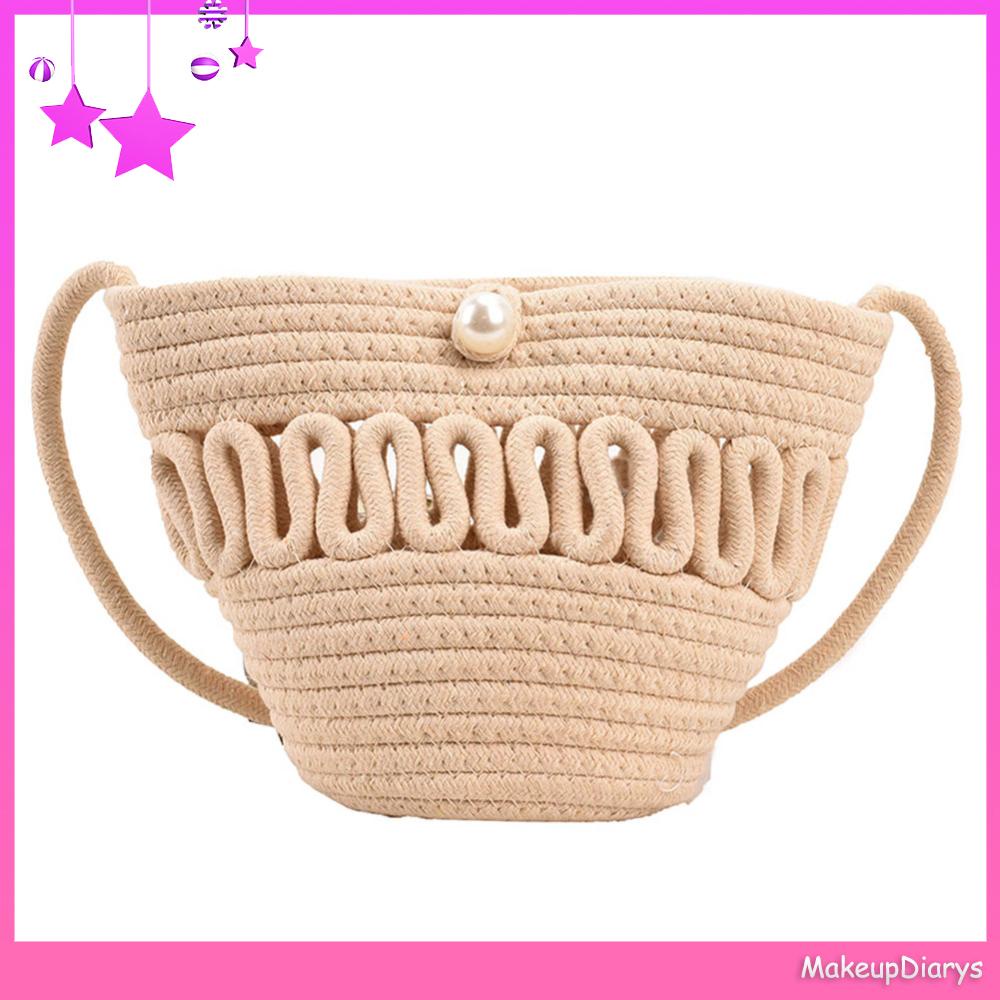 ★ Đồ Trang Điểm Trang Điểm ★ Túi Xách Đeo Vai Đan Cói cotton Mềm Thời Trang Nữ Sành Điệu