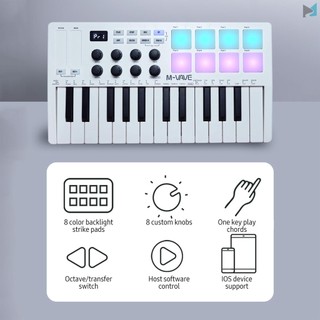 Professional M-VAVE 25-Key MIDI Control Keyboard - Mini USB Controller with RGB Backlit Pads and Knobs - Perfect for Studio Recording and Live Gigs